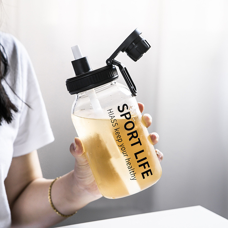 Water Bottles 700ml Cold And Hot Bottles High Borosilicate Glass Tumblers Mugs With Tea Infuser Plastic Handle Lid 1L Bottles