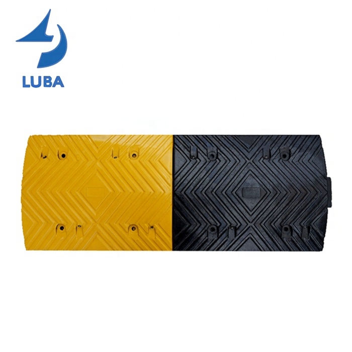 500X400X50Mm Durable Traffic Safety Breaker Yellow-Black Road Rubber Speed Hump