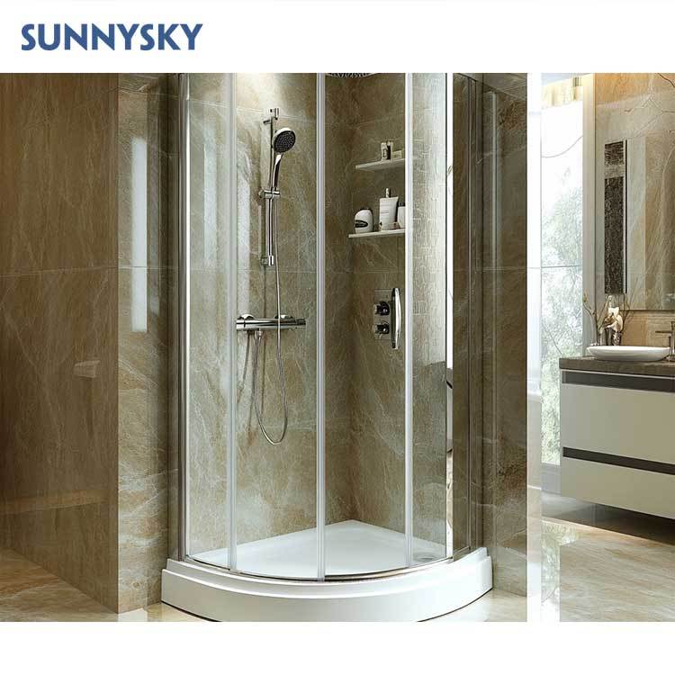 Sunnysky Custom Luxury Sliding Black Aluminum Hydro Massage Tempered Glass Shower Cubicle Room Sector Shower Cabin in Bathroom
