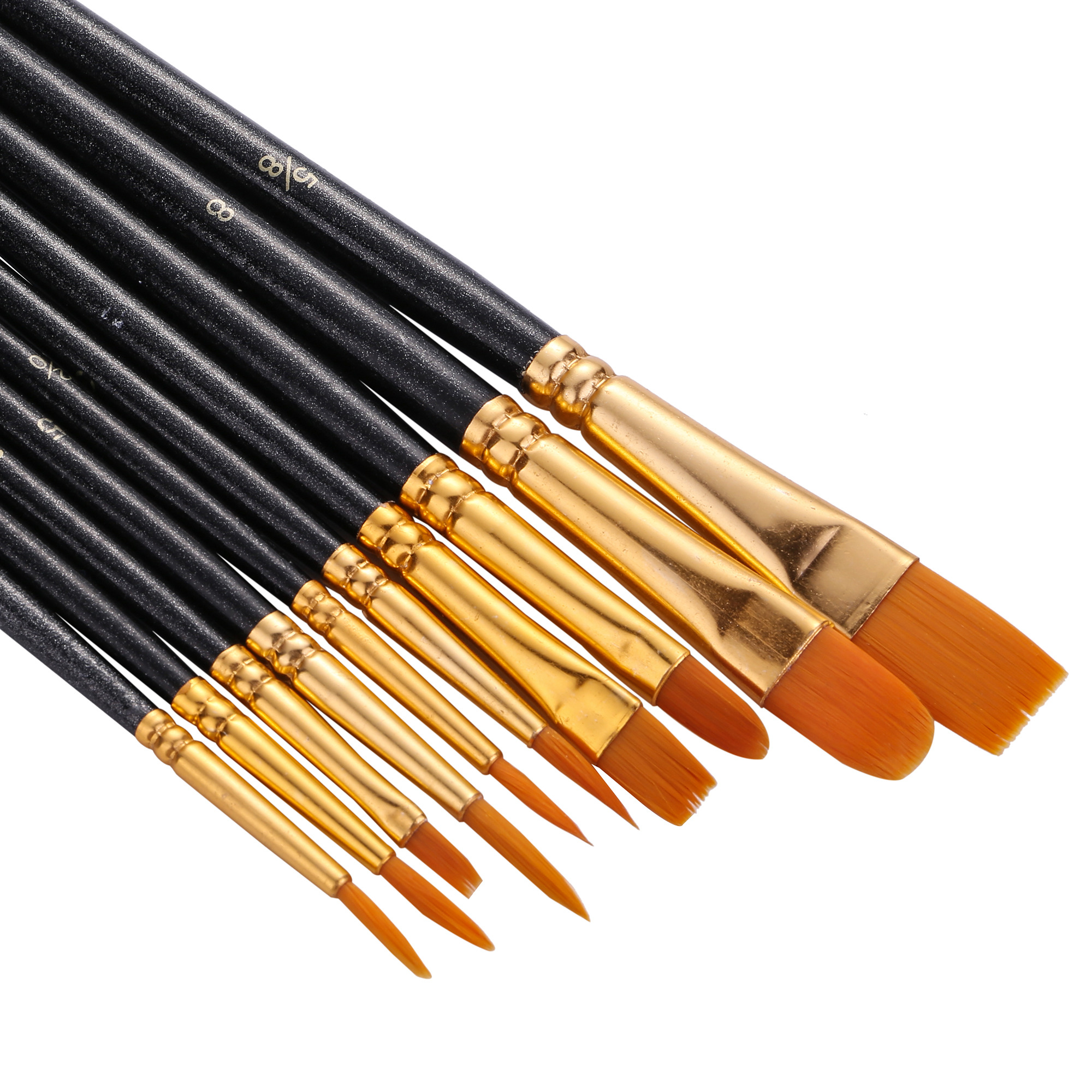 2021 New Promotion 10pcs Bead Light Nylon Painting Brush Waterproof Wrap Kids Paint Brushes For Art Painting