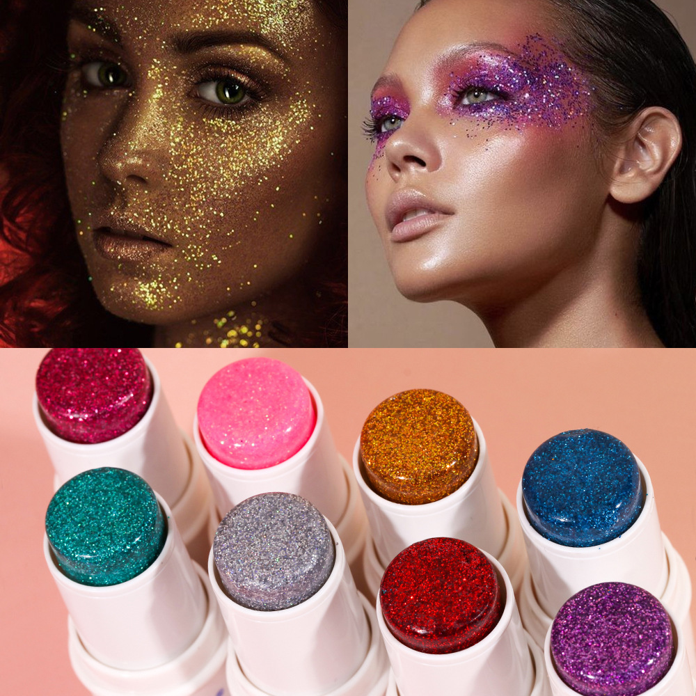 Private Label Body Glitter Gel Glitter Chameleon Body Glitter Stick Sparkling Jelly Festival Party Shimmer Makeup for Face Hair