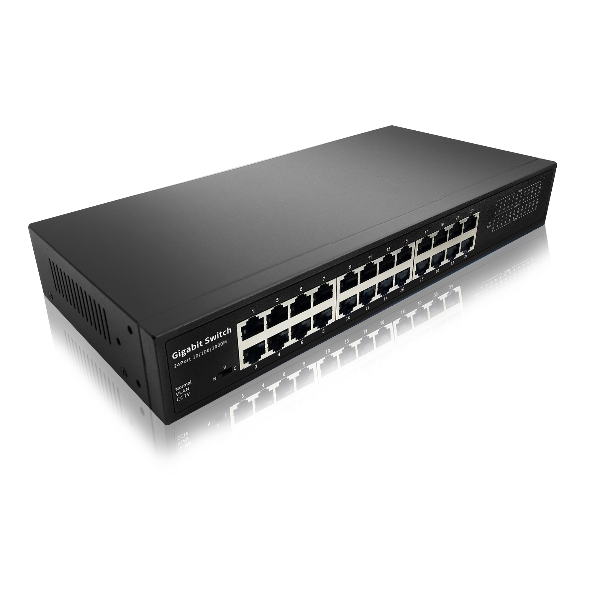 48В 10/100 Мбит/с Vlan коммутатор со стандартизированным портом RJ45 IEEE 802,3 af/at 24-портовый сетевой коммутатор для POE камер