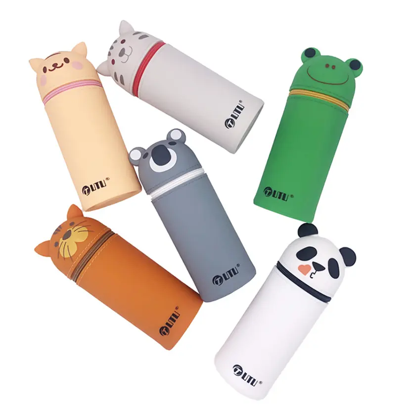 Animal Retractable Silicone Pen Holder Container Stationery Pen Holder,desktop Collection Tool for Student, Office