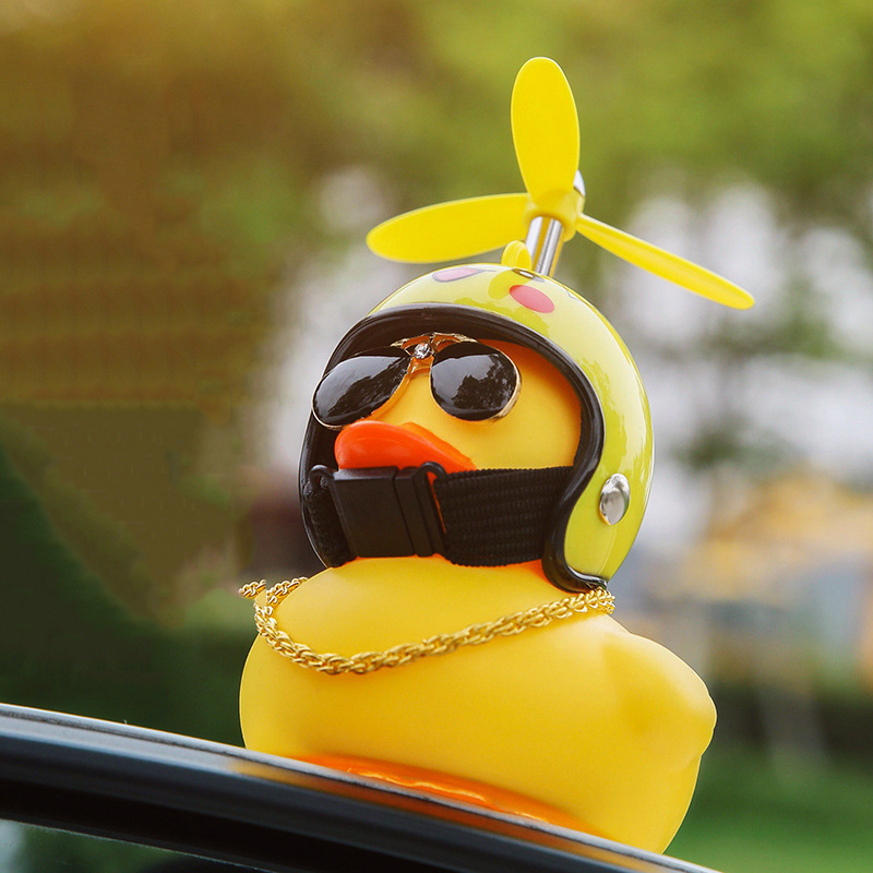 Little Yellow Duck Children's Bicycle Helmet Motorcycle Horn Light Luminous Flash Bamboo Small Yellow Duck
