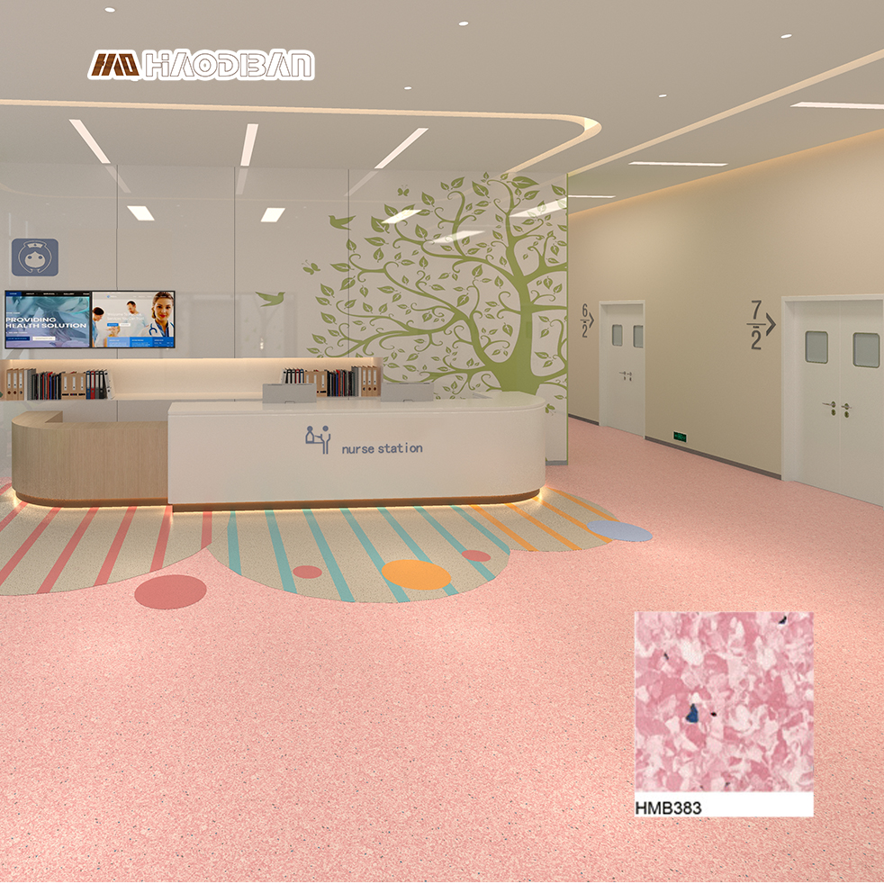 Factory Wholesale Price Anti Iodophor Pink Homogeneous PVC Vinyl Flooring Roll For Medical Center