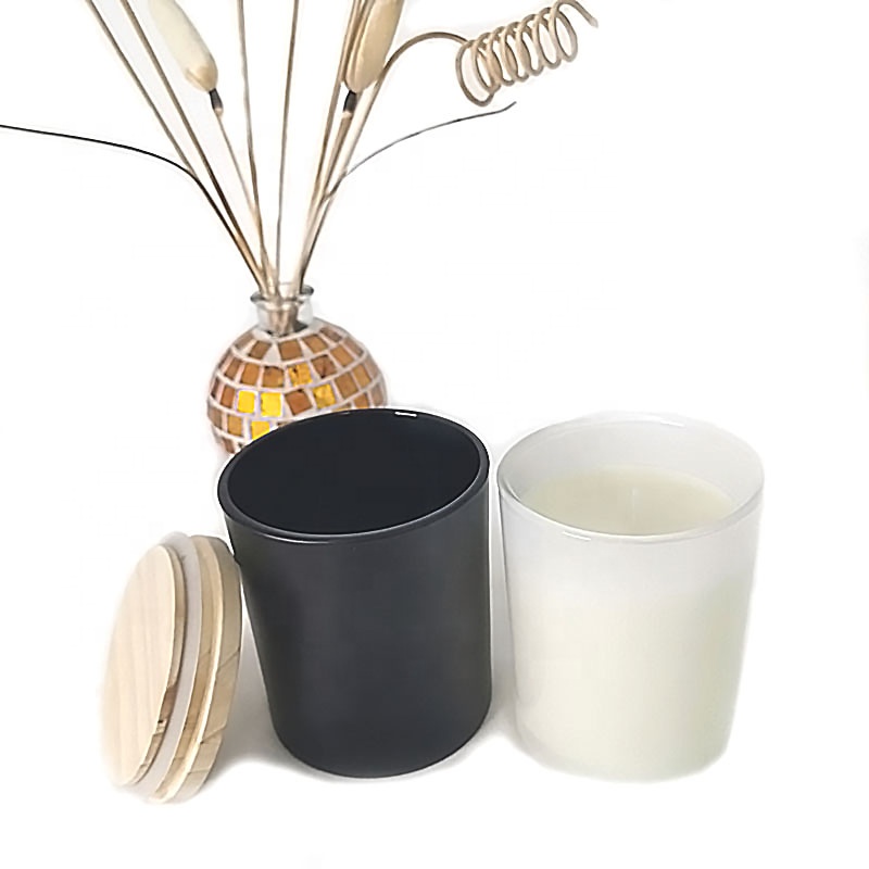 8/10/12 OZ Envases Para Vela Black Candle Jars Frosted Glass Candle Jar with Lid Glass Jar Candle Container