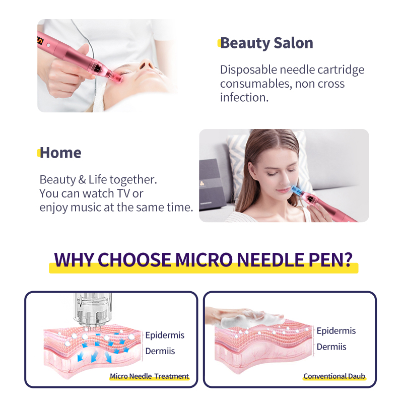 Vkk Новый светодиодный микроиглы ручка Профессиональный Dermapen Led свет микроиглы комплект
