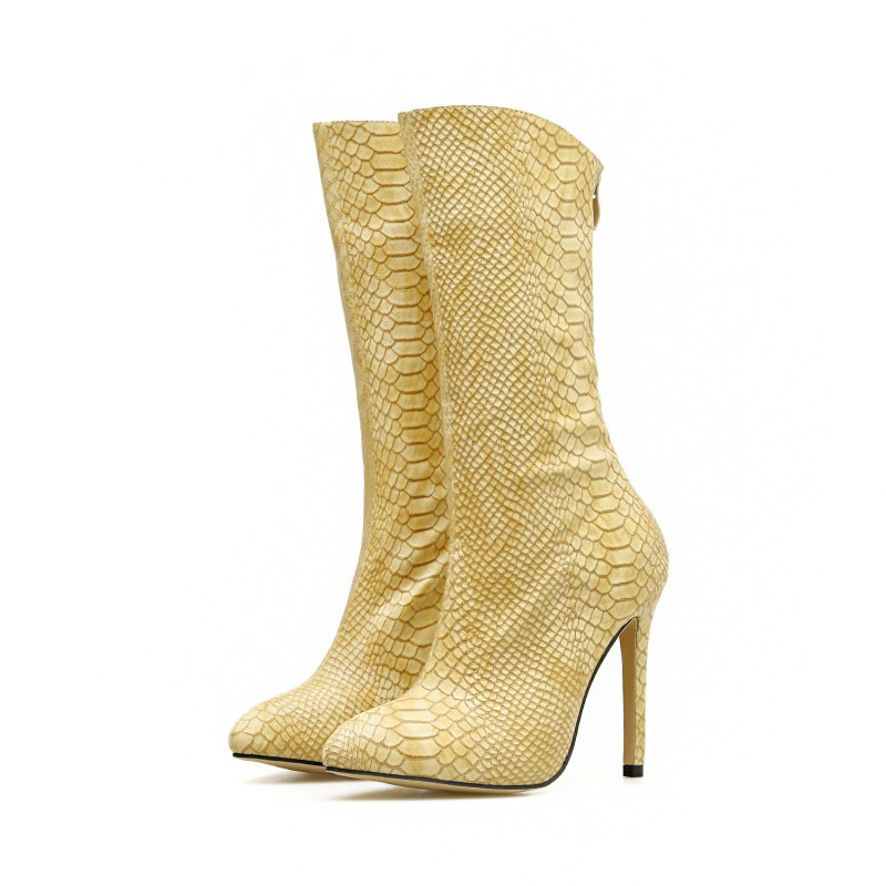 Fast Shipping Sexy Fashion Women Boots Ladies Pointed Toe Footwear Snake Pattern Leather Thigh High Heel Boots