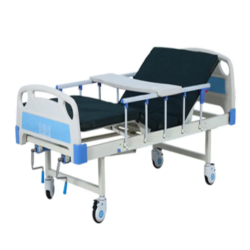 CE ISO13485 ISO9001 Certified 2 Crank Low Cost Manual Medical Bed with hospital ABS bedside table