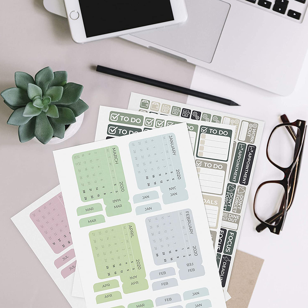 Self-Adhesive kiss cut custom planner sticker foil sheets vinyl stickers planner journal stickers planner