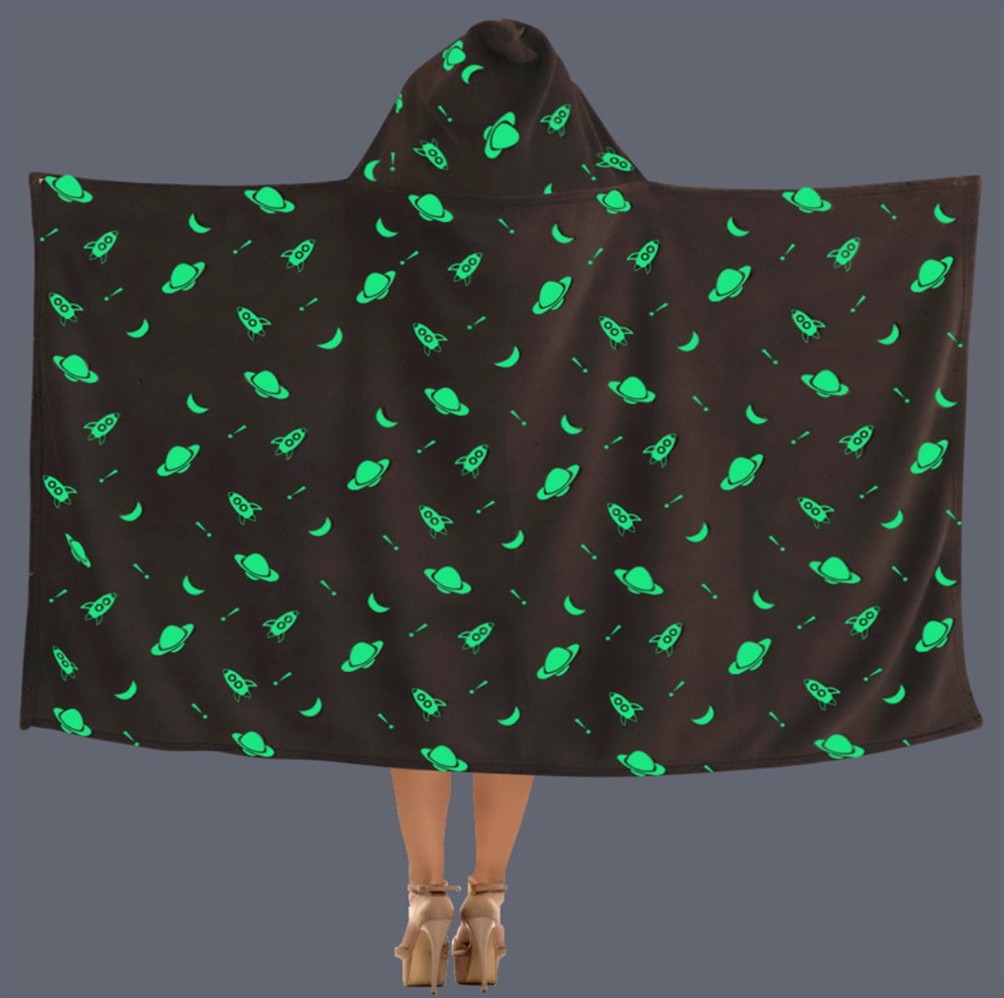 Custom Cheap Low Moq Baby Children Adults Flannel Coral Fleece Glow in the Dark Cloak