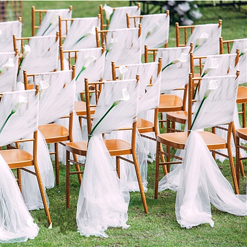 Wholesale Solid Plain Chiffon Chair Sash Event Wedding Chair Decoration Chair Sash