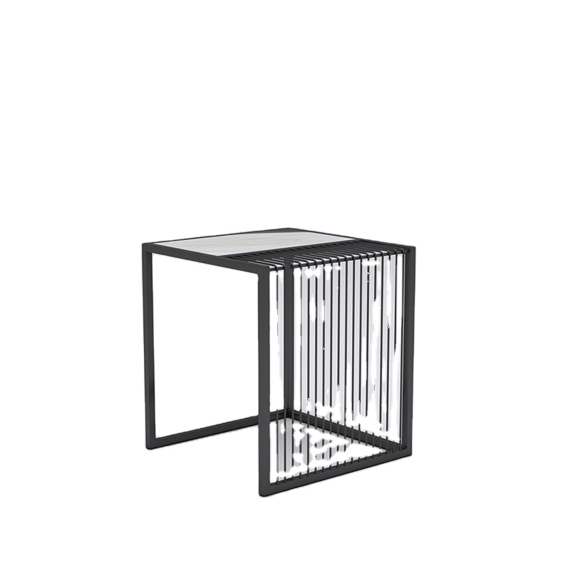 Wholesale modern living room furniture sintered stone top luxury square white side table