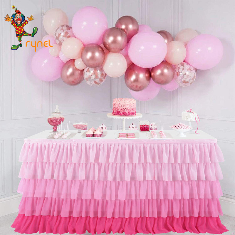 14ft Mermaid Tablecloth Party Blue Purple Tutu Table Skirt for Rectangle Round Tables Chiffon Table Decorations for Mermaid