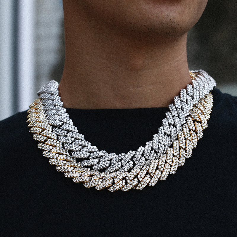 Hip Hop 20mm S925 Sterling Silver Miami Cuban Chain Necklace CZ Cuban Choker Rapper Jewelry Wholesale