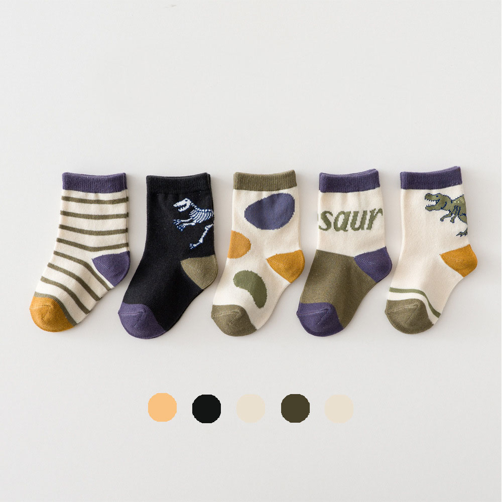 Spring Autumn Winter Cartoon Dinosaur Big Little Baby Cotton Ankle Sock Boys Kids Socks