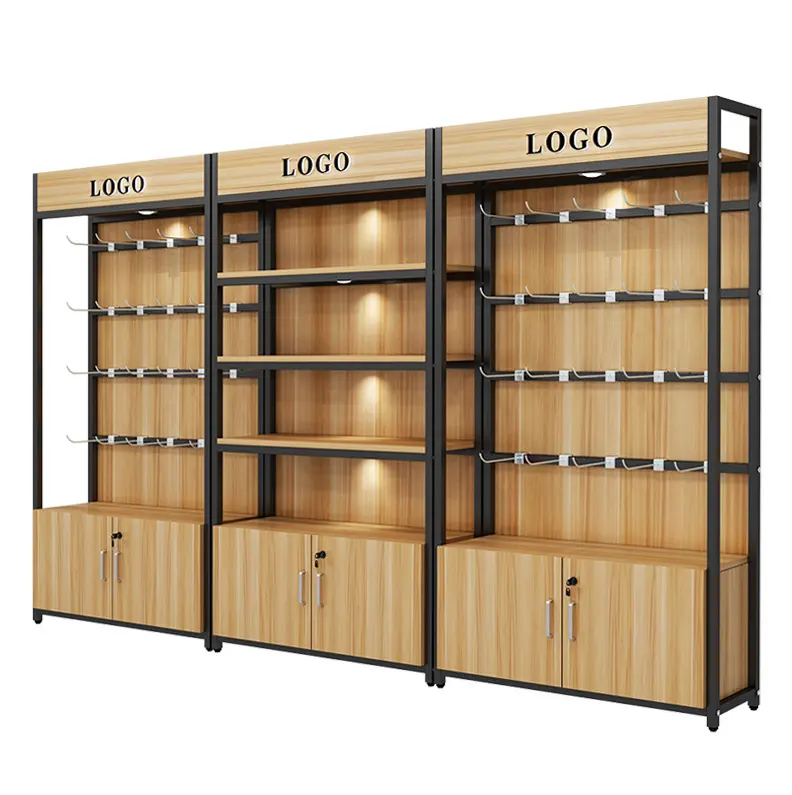 Supermarket steel and wood display frame New wood grain and wood multi-layer snack rack Direct sales