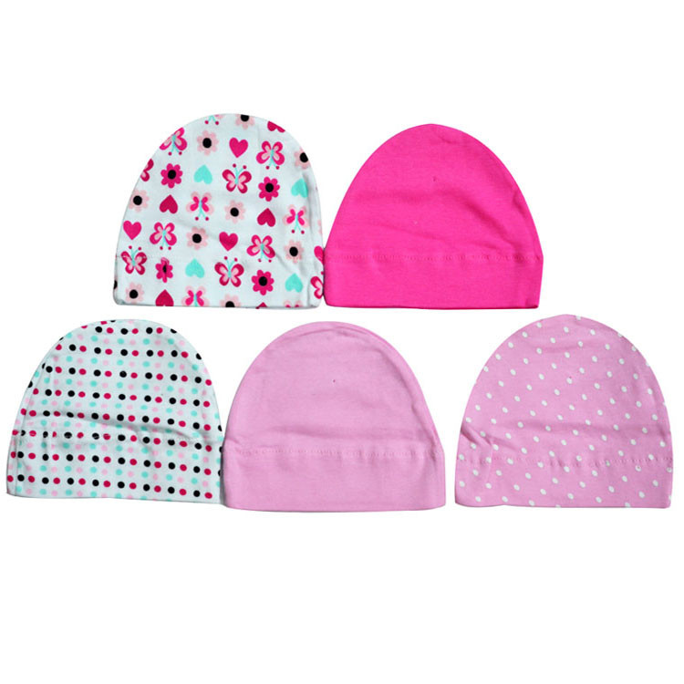 5in1 Set Baby Hat Cotton Printing Caps Toddler Boy Girl Infant Beanie Hat Child Hats Newborn Caps
