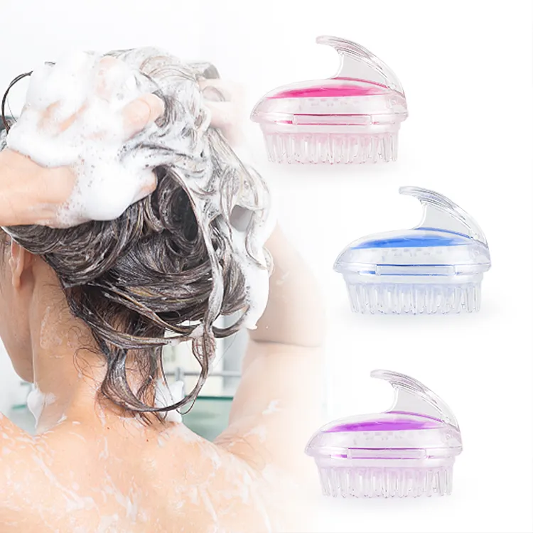 Custom Label Head Scalp Massager Handheld Bath Soft Wheat Straw Silicone Massage Cleaning Curly Hair Care Shampoo Brush