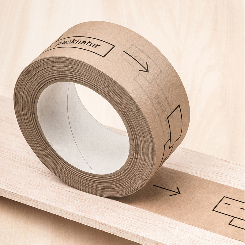 Customized Logo Print Packing Caution Tape Roll Kraft Reinforced Gummed Paper Water Activated Packaging Sealing Tape Custom