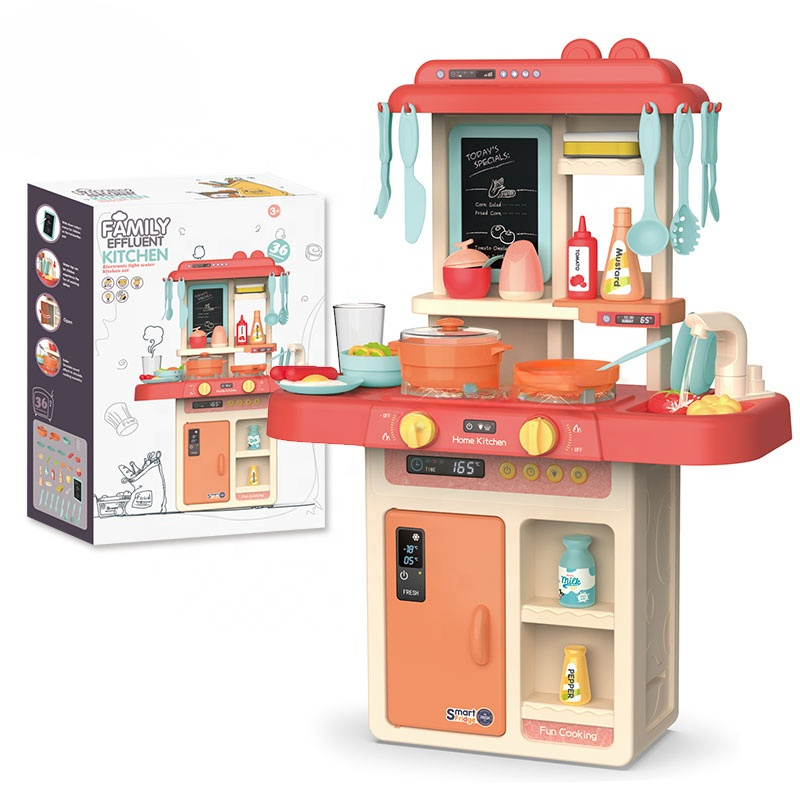 Pretend Play Kitchen Toy Toy Kitchen Accessories Cut Play Food Color Changing Play Foods with Oven for Boys and Girls