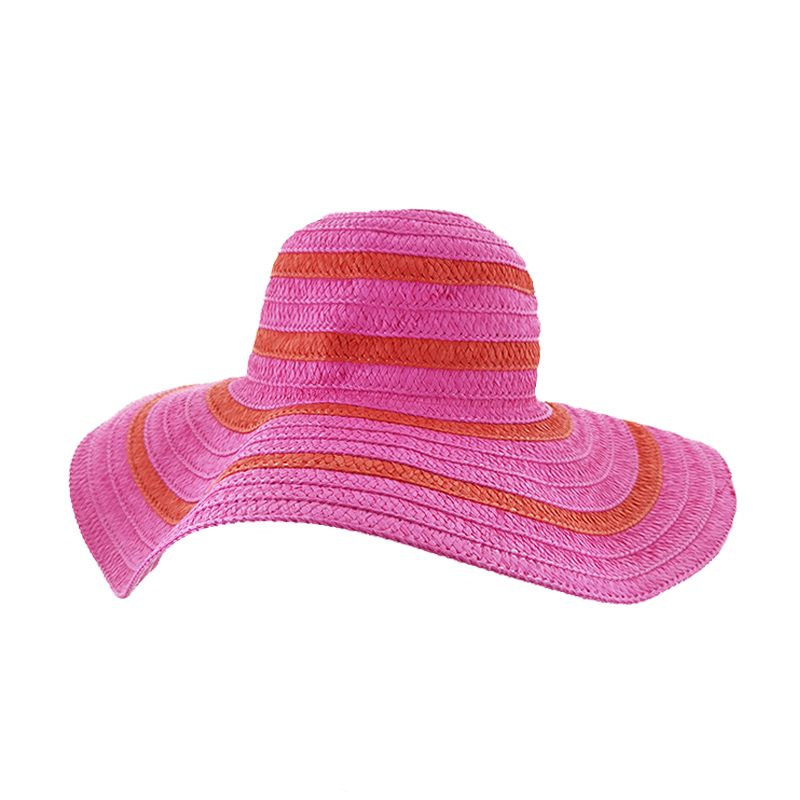 fashion custom ladies straw sunvisor summer straw beach hats stripe colorful straw hat