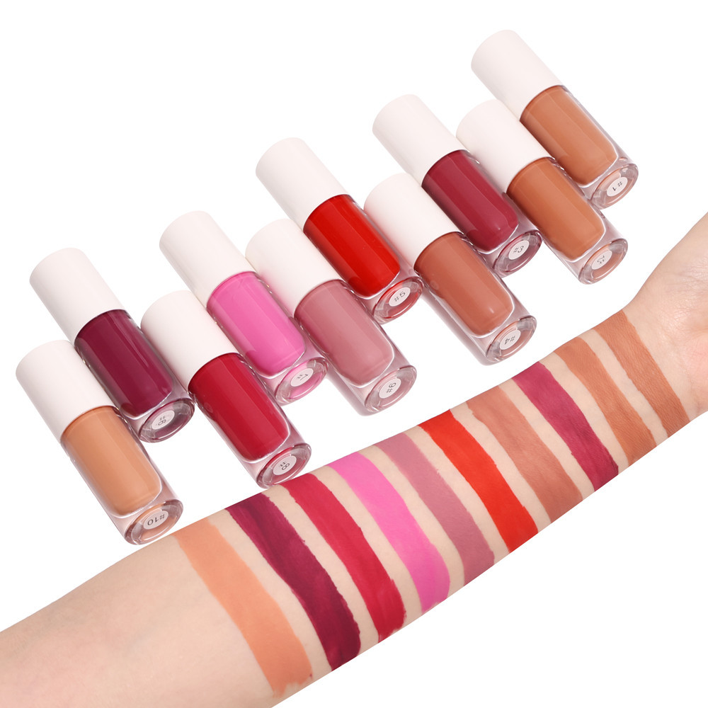 Stubby Tube 57 Colors Matte Liquid Lipstick Non-stick Cup Wholesale Lipgloss Bulk Pearl Lipgloss Vendors Private Label Cosmetics