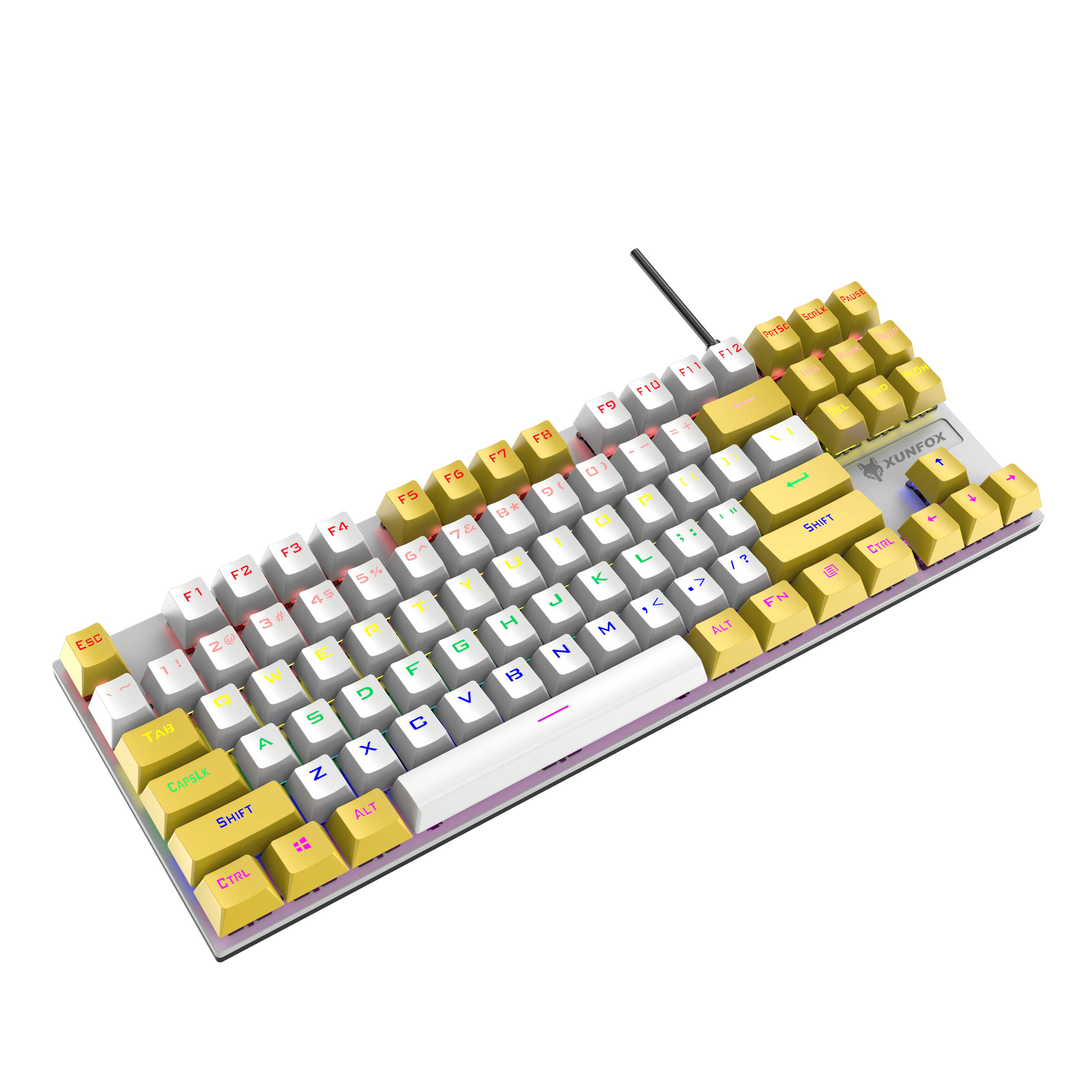 Многоцветный Новые дешевые реальные механическая клавиатура Azerty раскладка клавиатуры с подсветкой