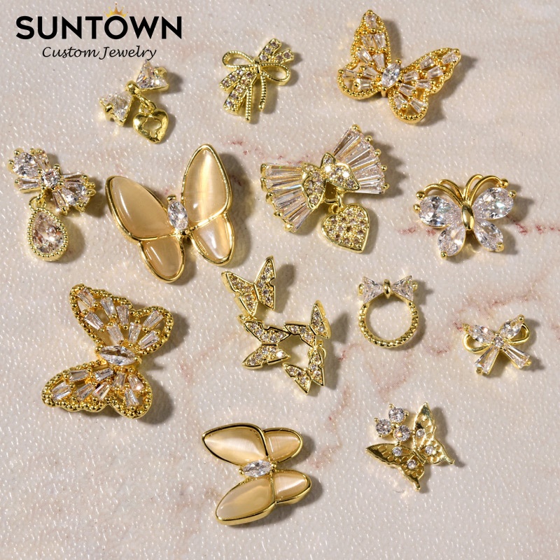 SUNTOWN 2020 новые 3D наклейки с бабочками из горного хрусталя, аксессуары для ногтей, украшения с опаловыми бабочками, украшения для ногтей, кристаллы