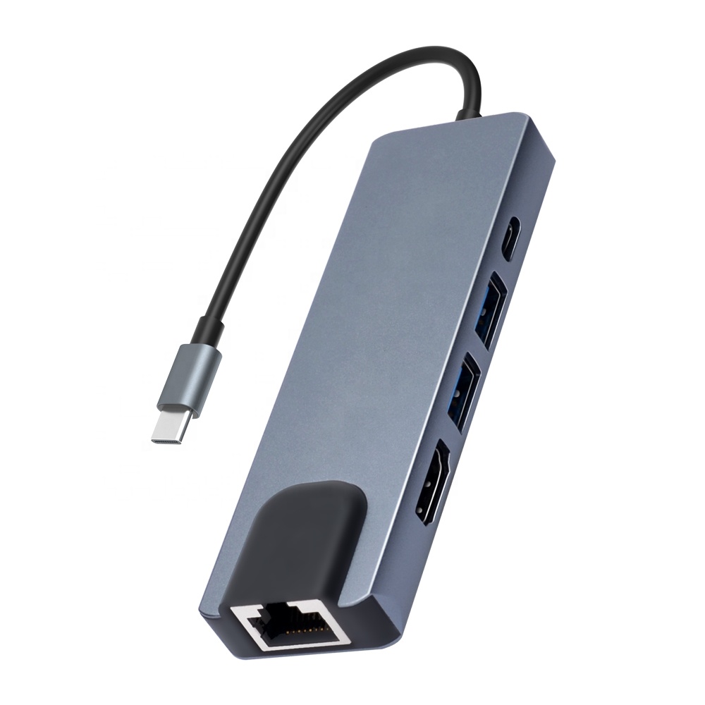 Алюминий 5 в 1 Тип C концентратор USB кабель с разъемами типа c и RJ45 4K HD PD зарядки электронных устройств Type C концентраторы многофункциональный адаптер USB 3,0 концентратор