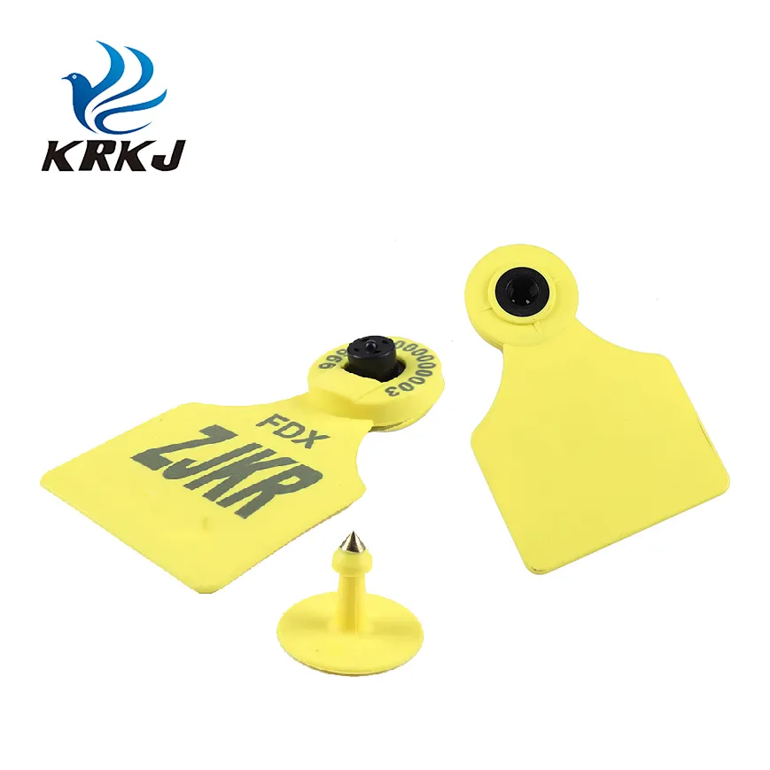 KRKJ sale good Rfid 134.2Khz ICAR LF electronic ear tag with visual electronic cattle sheep ear tag