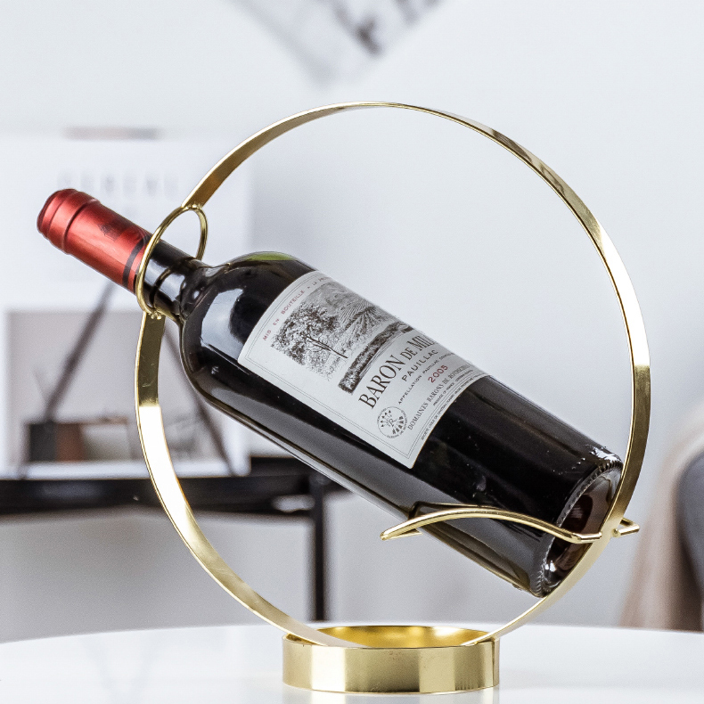 Light Luxury Gold Wine Rack Decoration Household Round Metal Iron Wine Rack Display Stand Modern Creative Wine Rack Holder