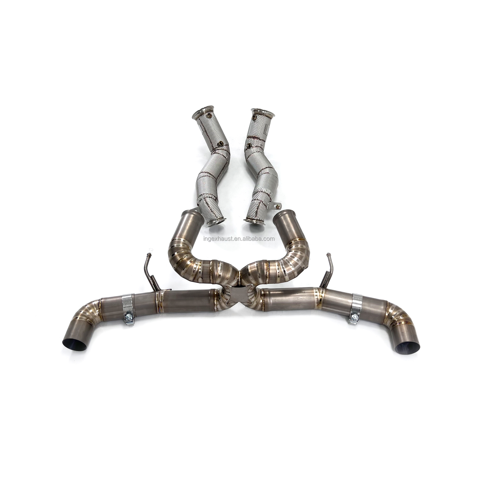 ING Hot Selling Titanium Alloy Car Exhaust Muffler Valve Full Set for Mclaren GT with High Flow Quality Auto Turning Pipe Parts