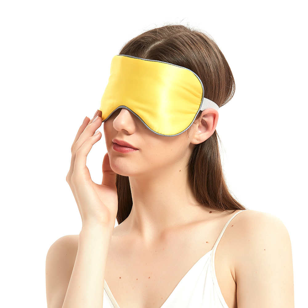 Yellow Color Silk Mask 100% Silk Sleep Mask Desgined for Whole Night Deep Sleep