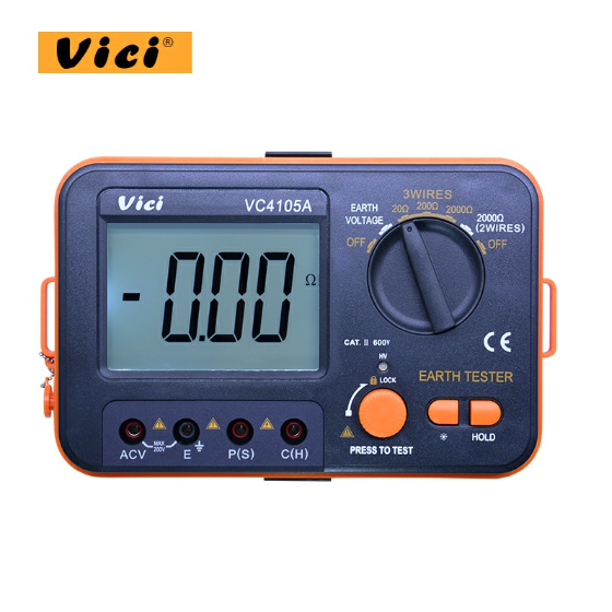 Цифровой измеритель заземления Vici VC4105A, от 0 до 1999 Ом, сопротивление заземления, Омметр, напряжение заземления 2000 в с ЖК-подсветкой