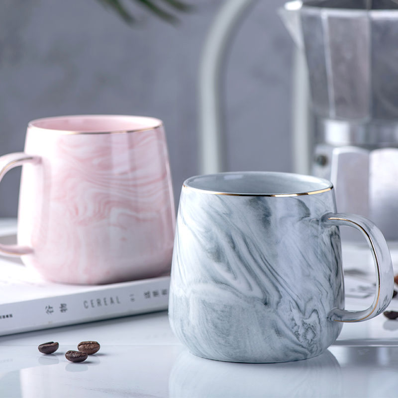 Doyoung Custom Logo Couple Valentines Lovers Mr and Mrs Flamingo Luxury Marble Ceramic Coffee Mug for Gift