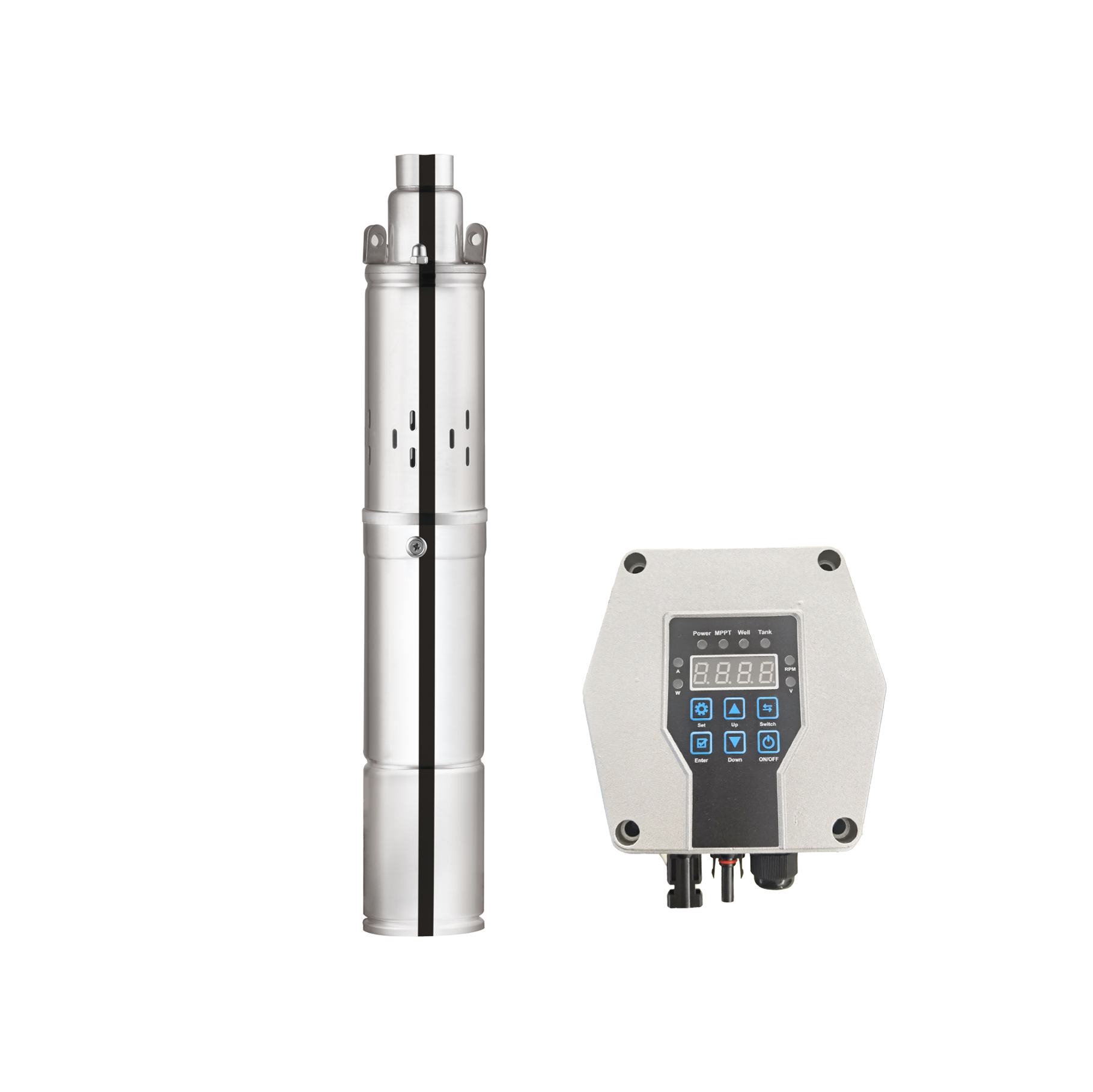 MPPT Screw Type 1 Inch DC Solar Water Pump 24V 80M Agricultiral Irrigation System Solar Submersible Water Pump BLDC Pump