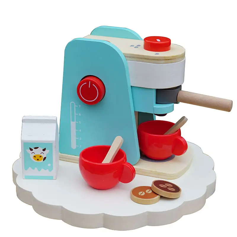 Wooden Toy Kids Kitchen Sets Toy Wooden Pretend Play Set Wood Simulation Toaster Coffee Maker Set