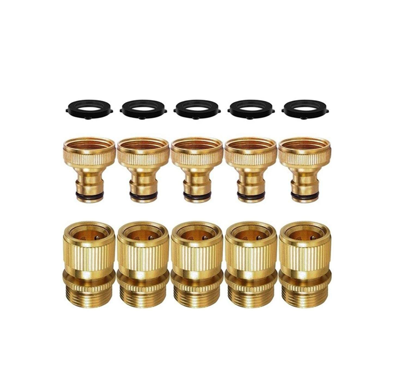 Quick Connect Garden Hose, 3/4 Inch Solid Brass Mounting Against Water Leakage Quick Release Male & Female Connector