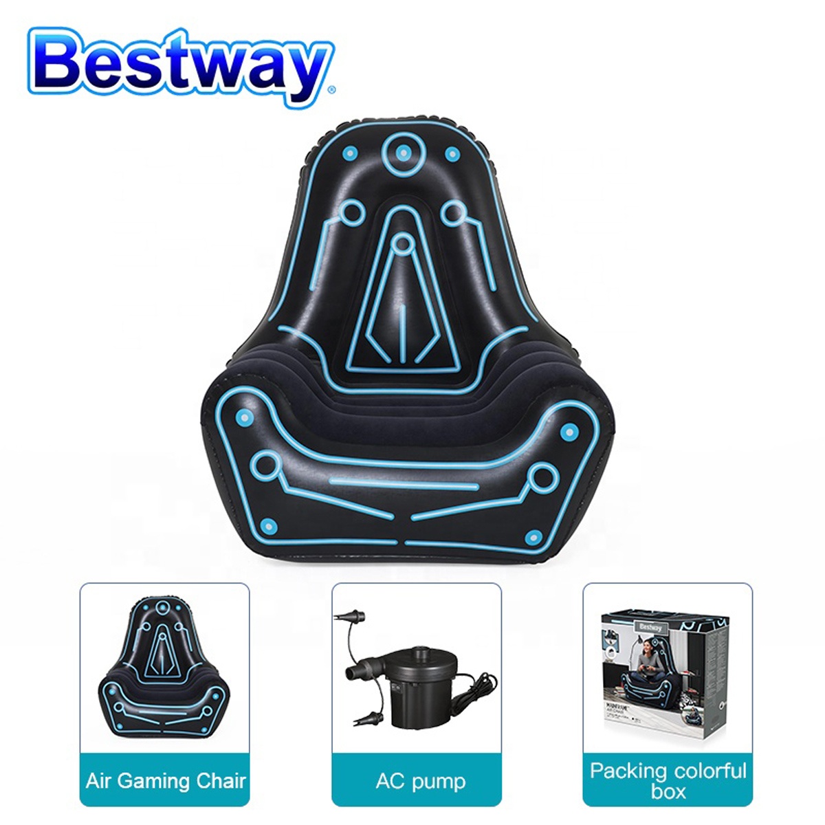 Bestway 75077 надувной игровой стул, современный диван, кресла с основной рамой для гостиной