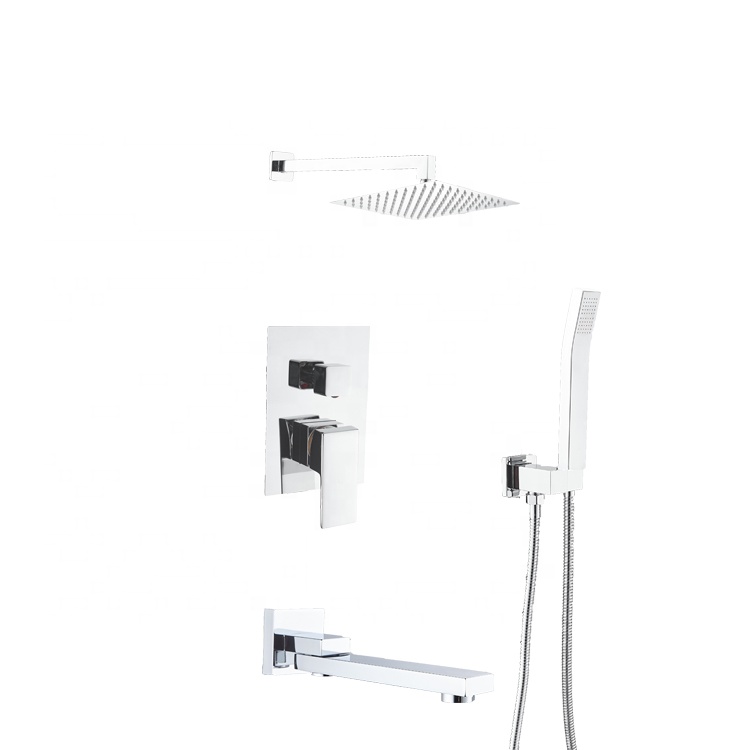 bathroom shower set Copper wall mounted rainfall concealed 304 panel handheld bedroom & bath faucets waterfall