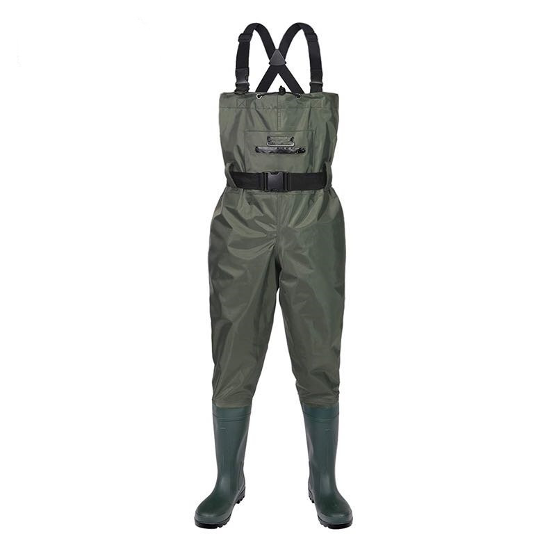 Waterproof Wader Boots Pvc rubber Fabric Fishing Chest Waders with Boots Strap Unisex Outdoor