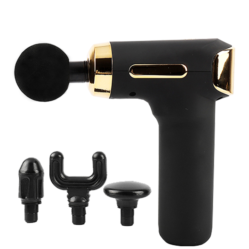 Handheld deep tissue percussion muscle massage gun, quick rechargeable body vibration massage gun with 4 head