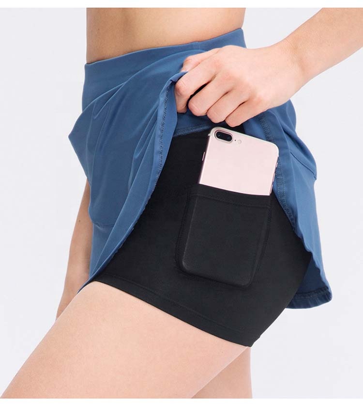 Semmer Women's Fitness Shorts Gym Pleated Skirt Golf Quickly Dry Workout Sport Tennis Skirt with Pocket