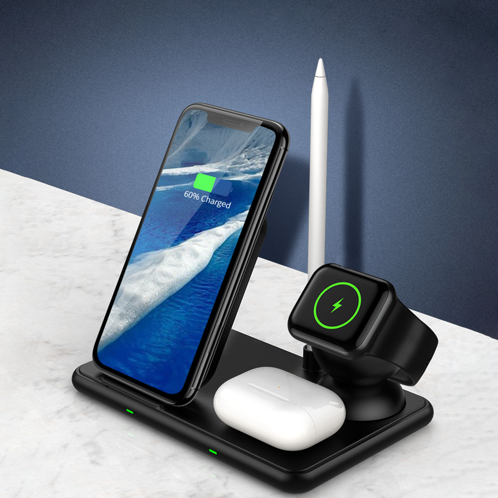 Amazon Hot Sellings Long Distance Foldable 10w 15w Magnet Cell Mobile Phone 4 in 1 3 in 1 Fast Qi Wireless Charger Station Stand