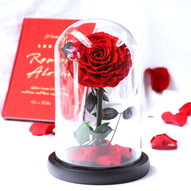 Preserved flower gift preserved flowers in glass preserved flower box for wedding
