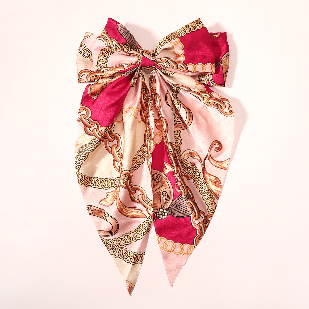 Elastic Hair Bands Ponytail Holder Bow Knot hairpin Printed Floral Hair Tie Women Flower Long Ribbon Scrunchies