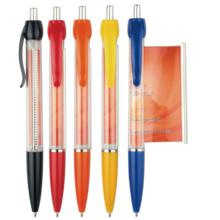 simple cheap customized full color printing banner ball pen with pull out custom design laminated banner and rubber grip