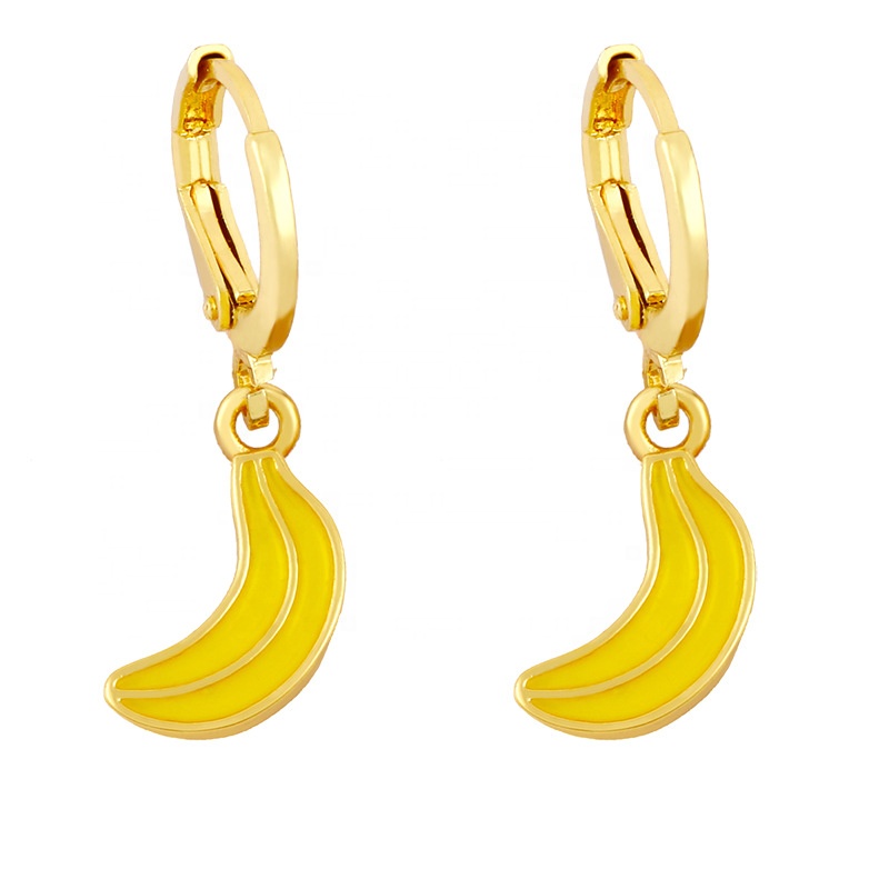 Hot Sale 18k Gold Plated Colorful Lovely fruit earring Hoop Earrings for Women