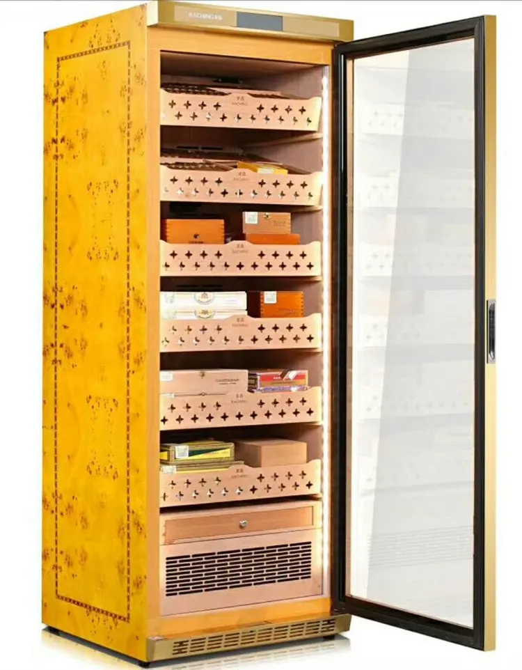 most popular  constant humidity and temperature control Raching  cabinet cigar  humidor with america embraco compressor
